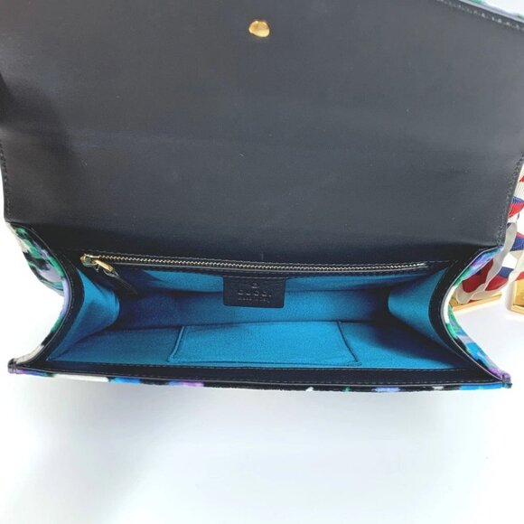 GUCCI 421882 Floral Silvi Small ribbon Shoulder Bag Velor / Leather Multicolore - Picture 9 of 16